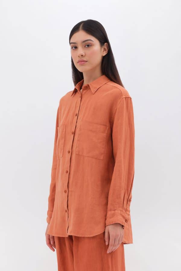 Relaxed Linen Shirt Paprika stellarstore.gr Stellar