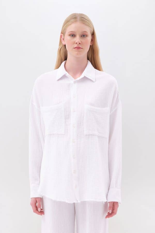 Relaxed Linen Shirt White stellarstore.gr Stellar
