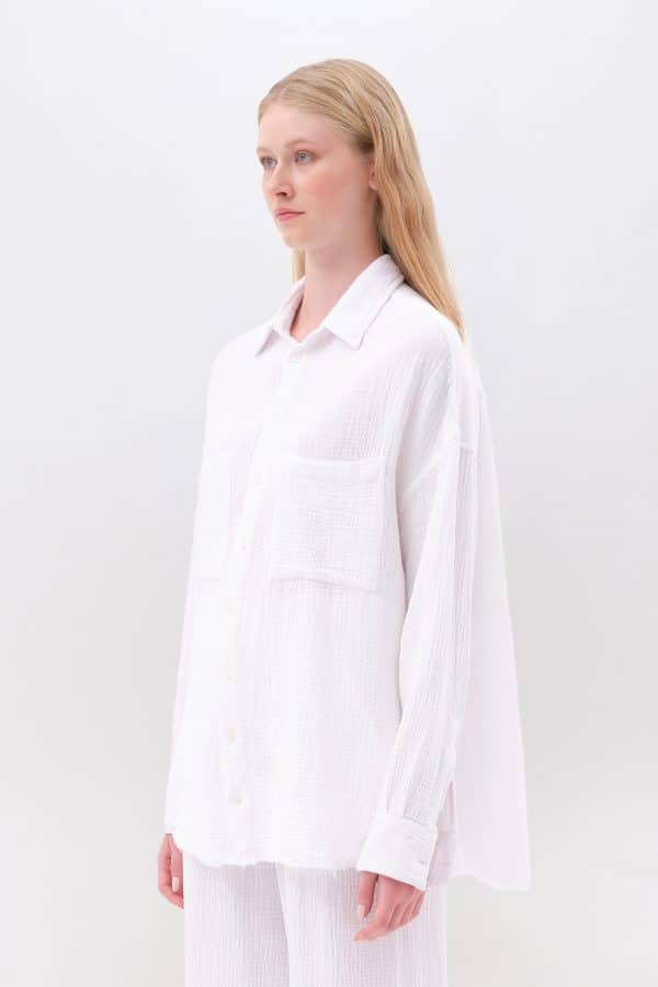 Relaxed Linen Shirt White stellarstore.gr Stellar