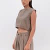 Linen Crop Top Paprika stellarstore.gr Stellar