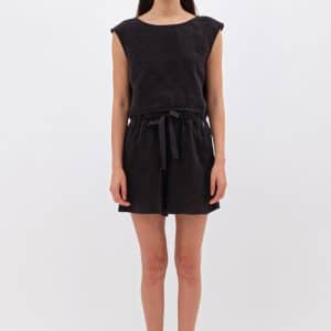 Linen Crop Top Black stellarstore.gr Stellar