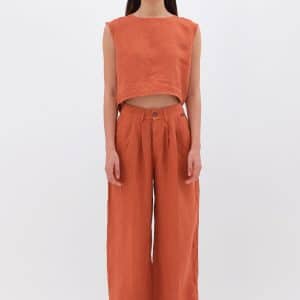 Linen Crop Top Paprika stellarstore.gr Stellar