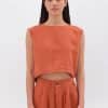 Linen Crop Top Taupe stellarstore.gr Stellar