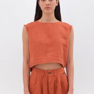 Linen Crop Top Paprika