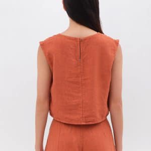 Linen Crop Top Paprika stellarstore.gr Stellar