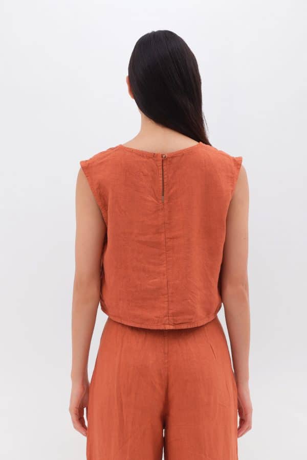 Linen Crop Top Paprika stellarstore.gr Stellar
